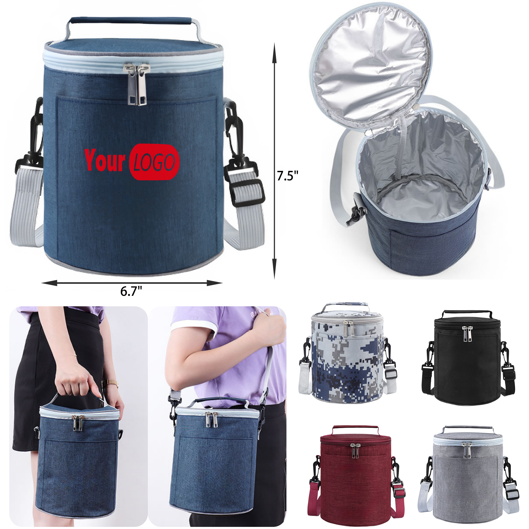 MOQ 50 PCS Durable Cylindrical Insulation Handbag 3