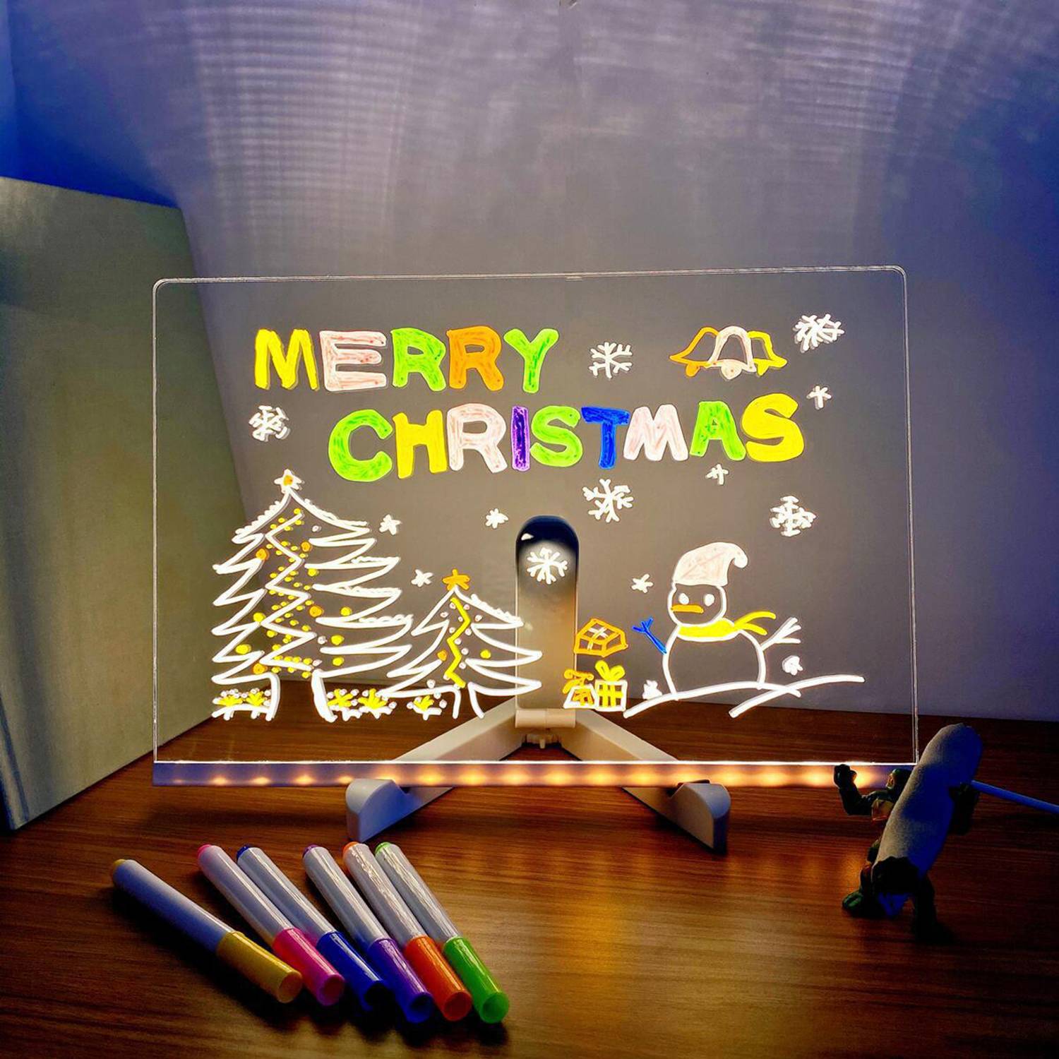 USB LED Note Board Acrylic with Light and 7 Colors Pen 4