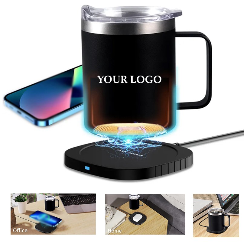 Stainless Steel Coffee Mug With Wireless Phone Charger 2