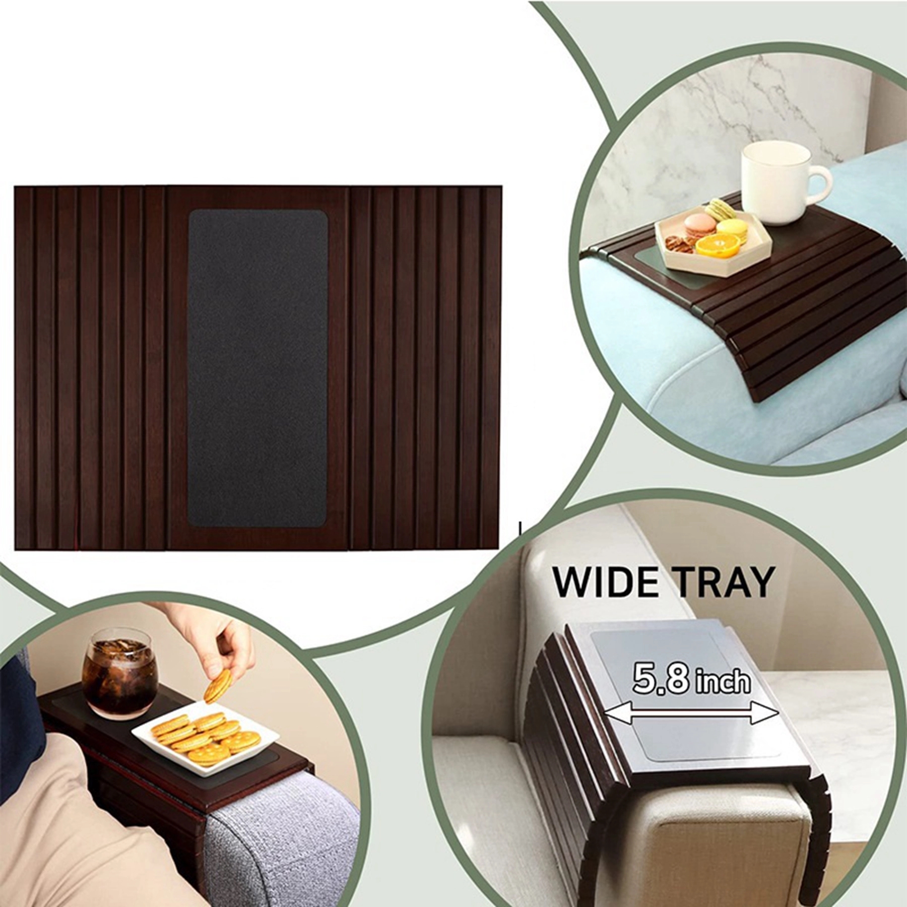 Wood Sofa Arm Tray Coasters 2