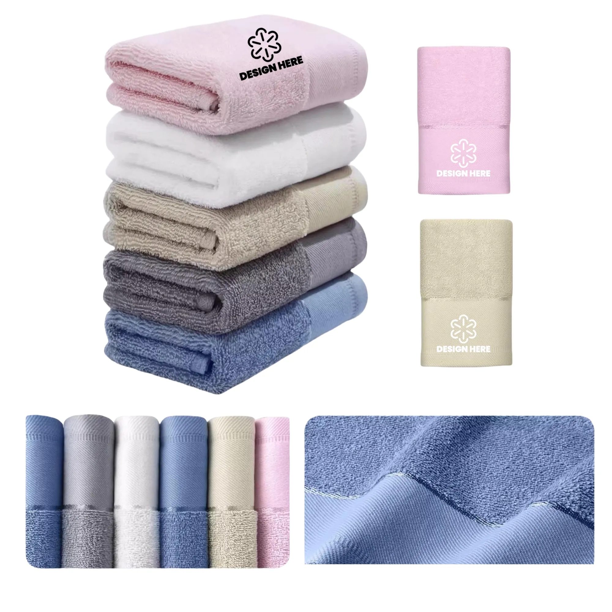 100% Cotton 11.8"x23.6" Towel Home Travel 3