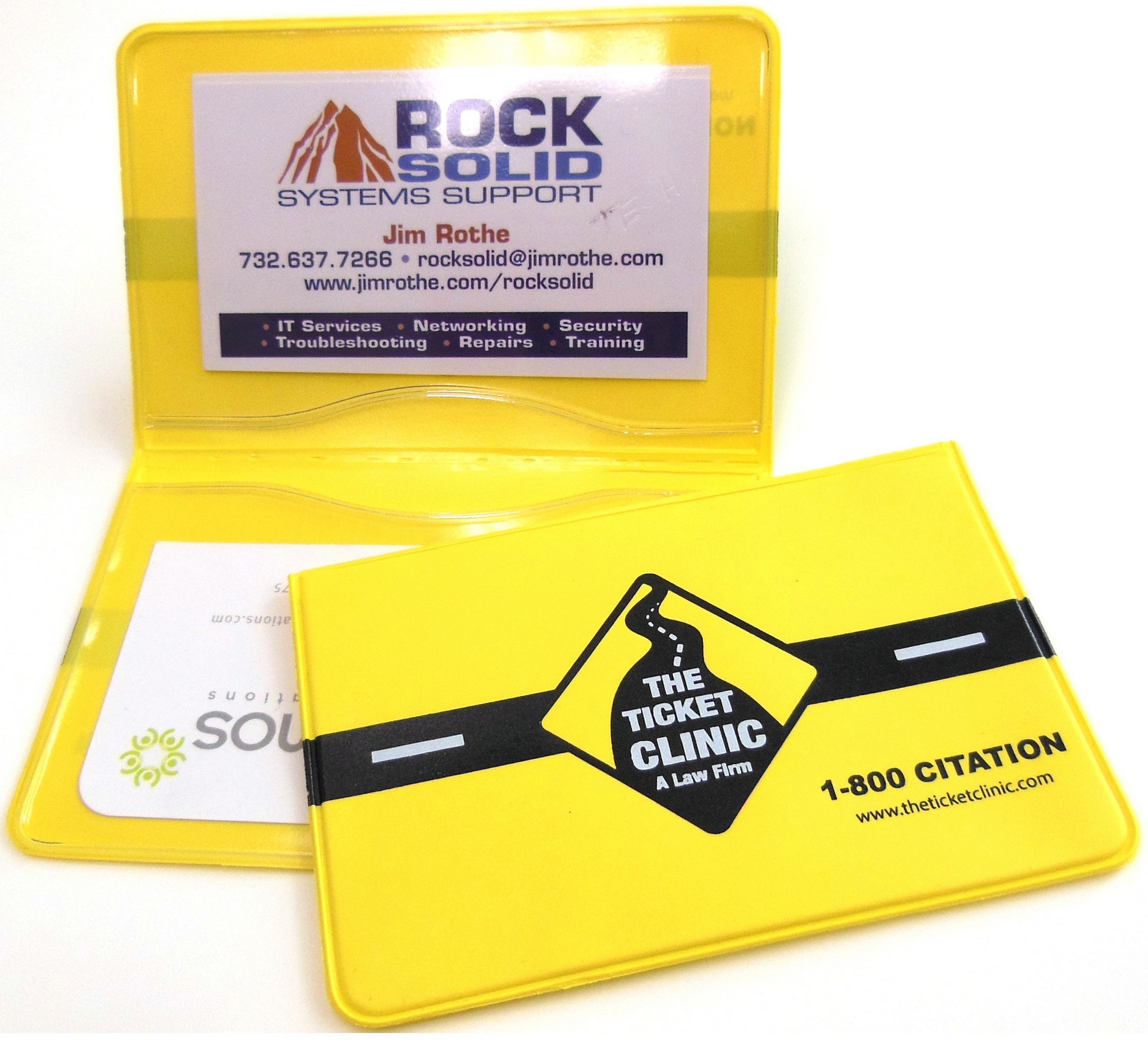 Large Wallet Style Business Card Case (2 Clear Thumb-Cut Pockets) 2