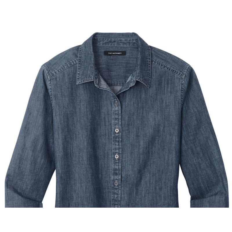 Port Authority Ladies Long Sleeve Perfect Denim Shirt 7
