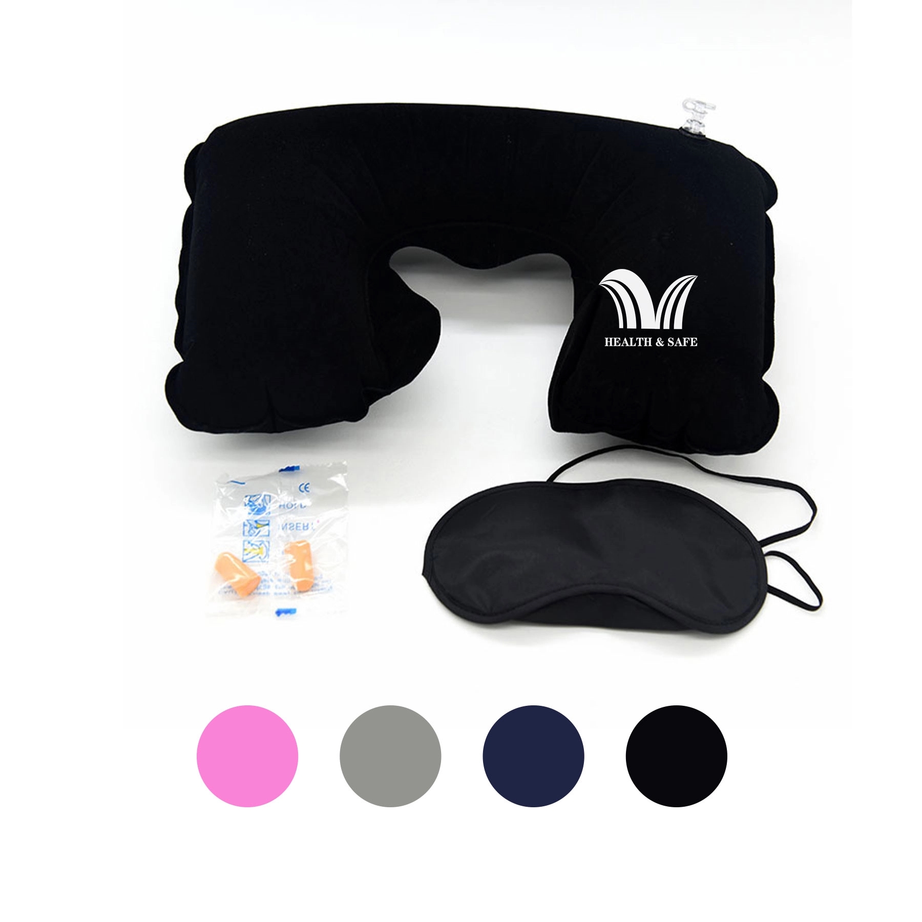 Inflatable Neck Travel Pillow + Eye Mask + Ear Plugs 3 Piece 2