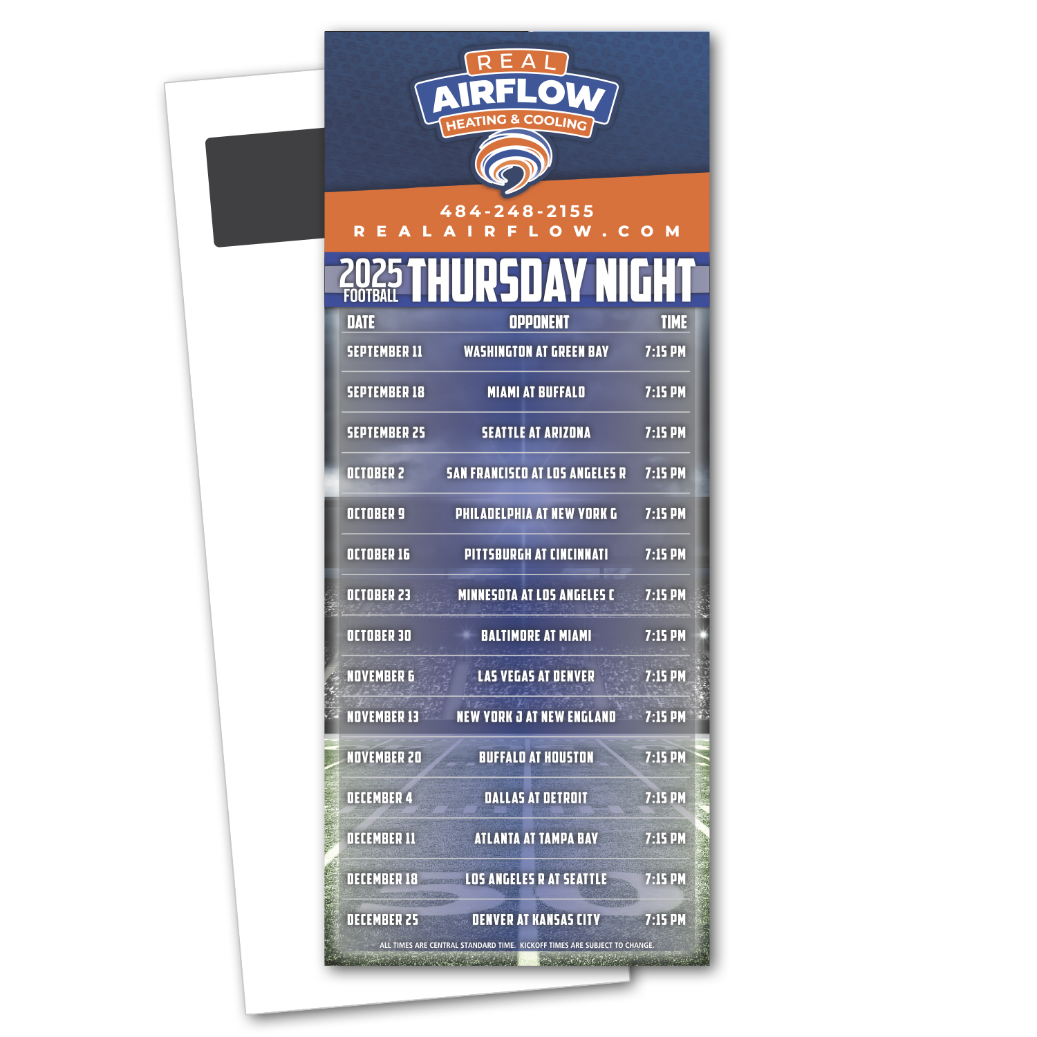 Football Schedule Magnetic Stick Up Card 6