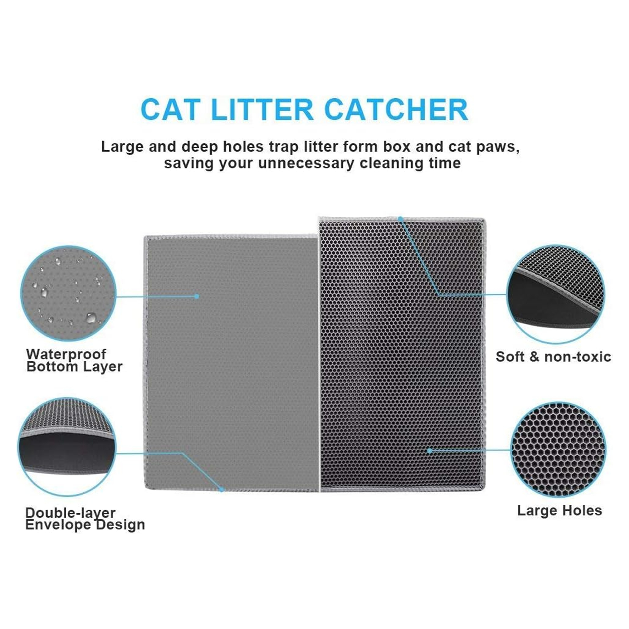 Cat Litter Mat Urine Proof Trapping Mat 23.7x17.8 Inch 5