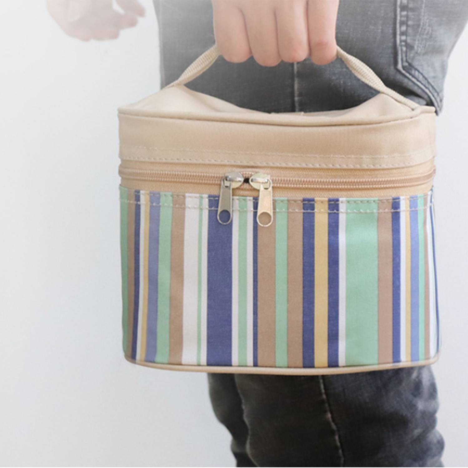 Portable Striped Insulated Lunch Bag 4