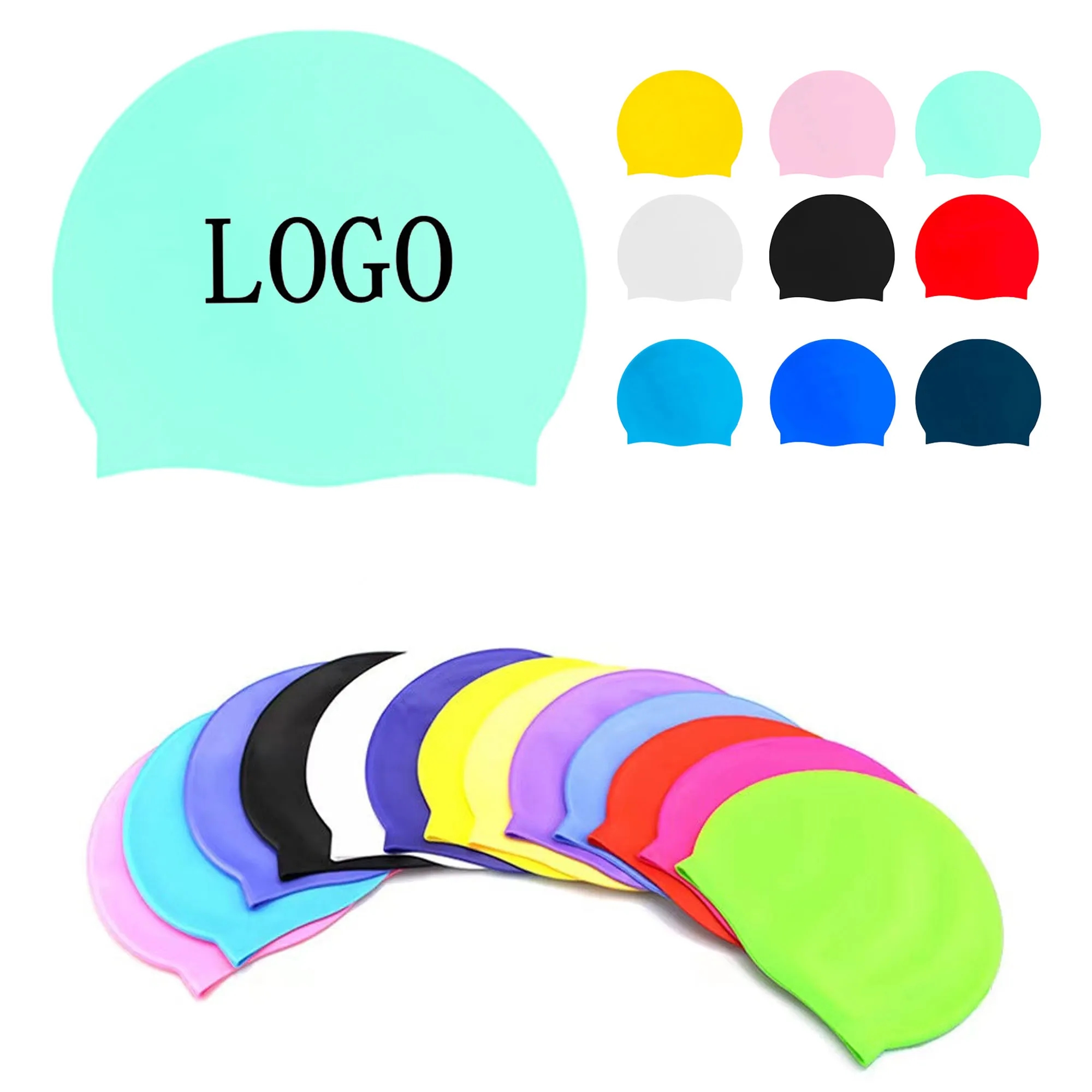 Unisex Silicone Swimming Cap for Long Hair 2