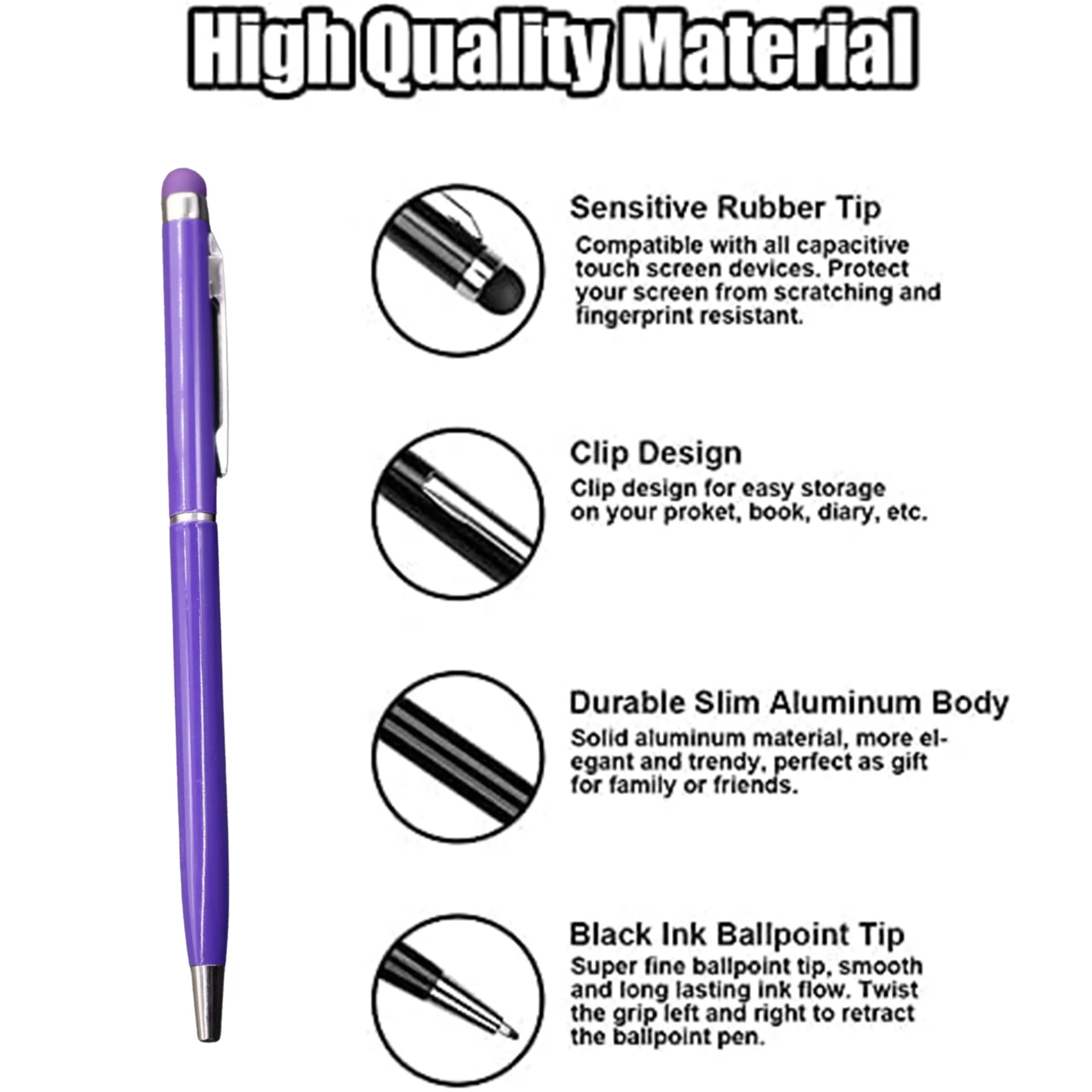 Ergonomic Metal Ballpoint Stylus Pen 5