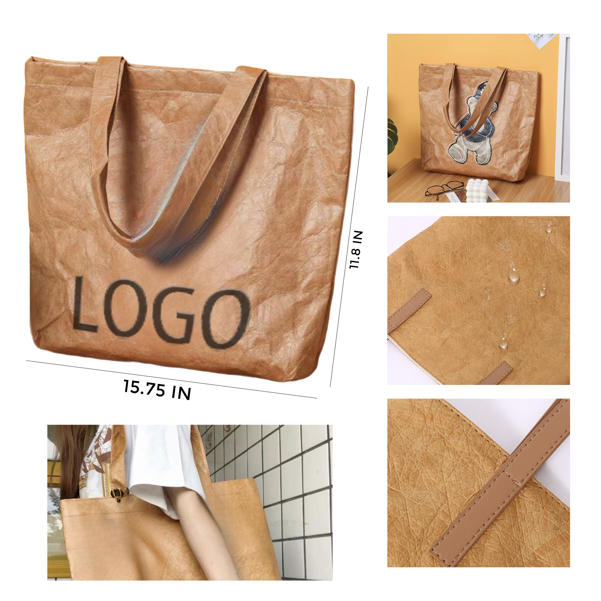 MOQ 10 PCS Stylish DuPont Paper Handbag 2