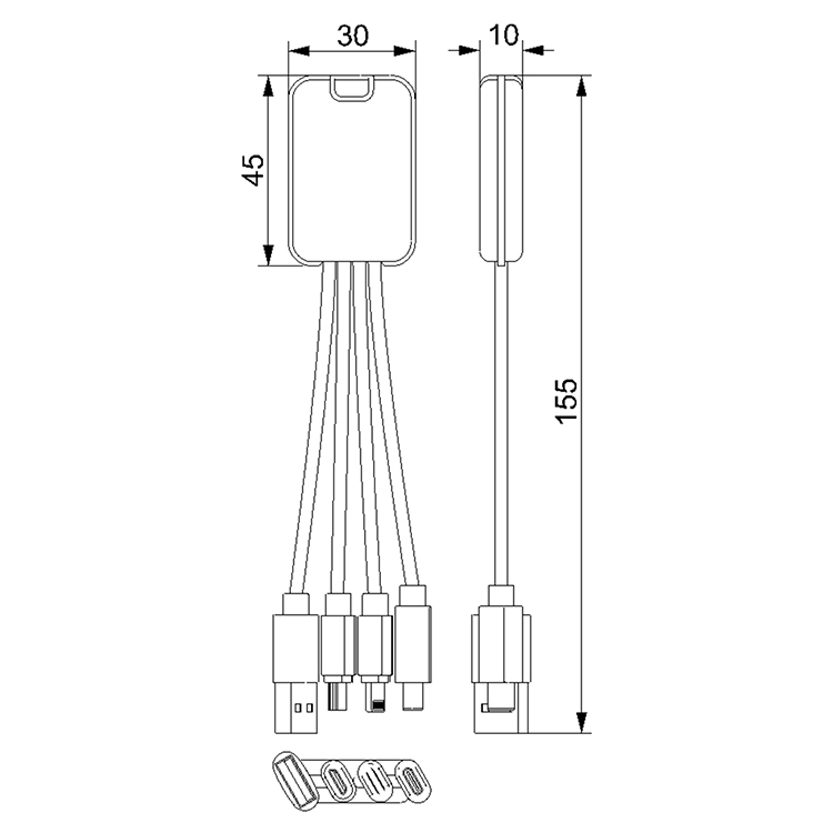 Multi-Device Charging Cable with Light-Up Logo – USB, Lightning, Type-C & Micro USB 2