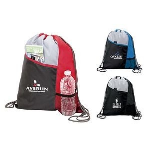Sports Drawstring Backpack With Slant Pocket 4
