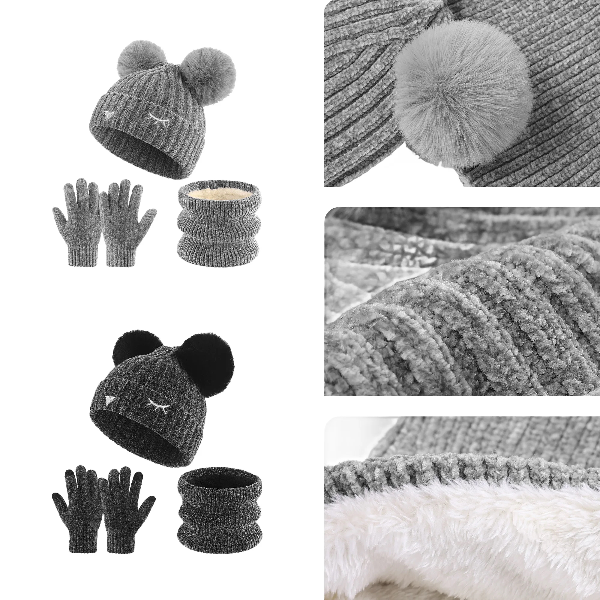 Girl Boys' Cold Weather Accessories Sets Hat Scarf Gloves 2