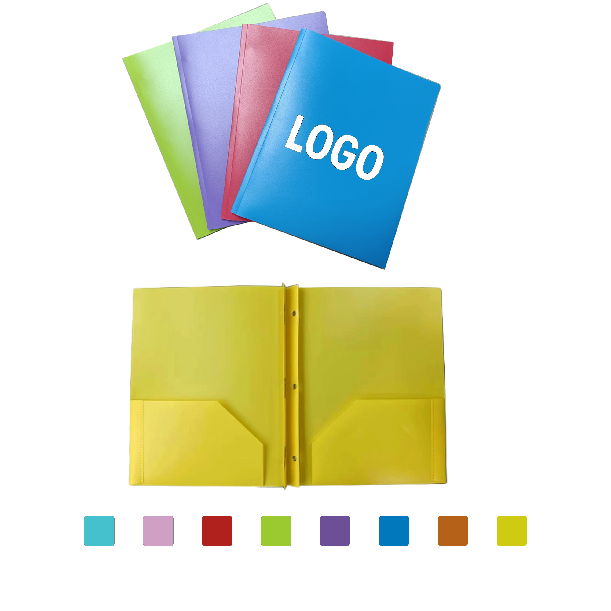 Customizable PP Document Folder With Two Pockets And Prongs 2