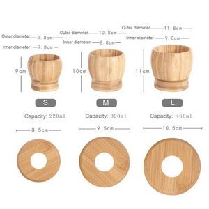 7.5OZ Bamboo Mortar Pestle Guacamole Bowl With Lid 4