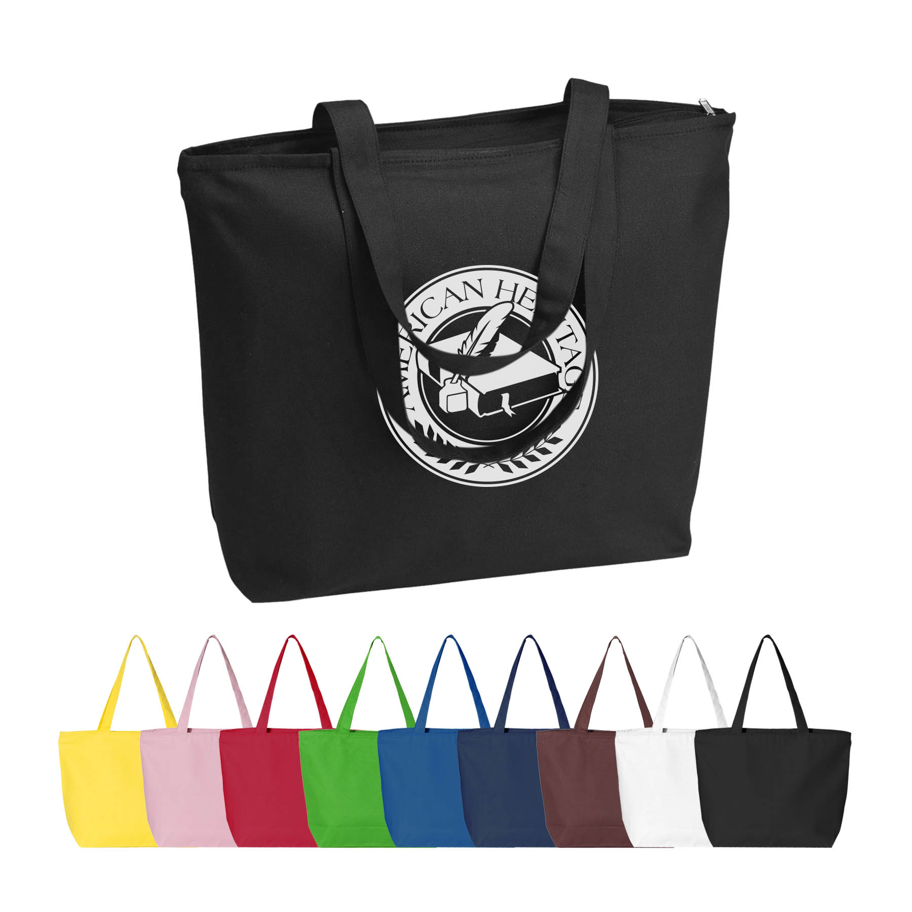 12 oz. Heavy Cotton Canvas 25L Zippered Tote Bag_R109BT 9