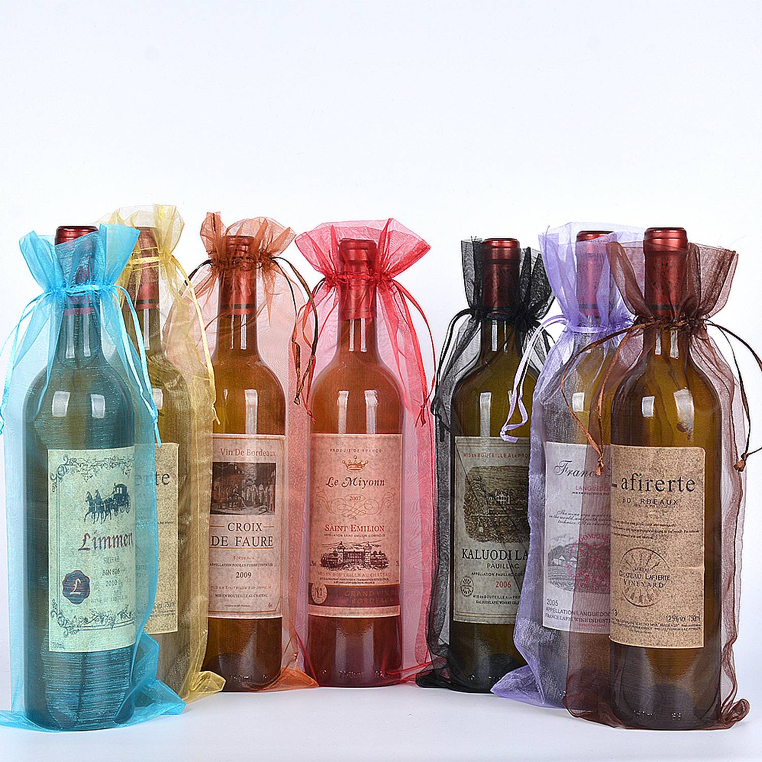 1-Bottle Organza Drawstring Wine Bag 6