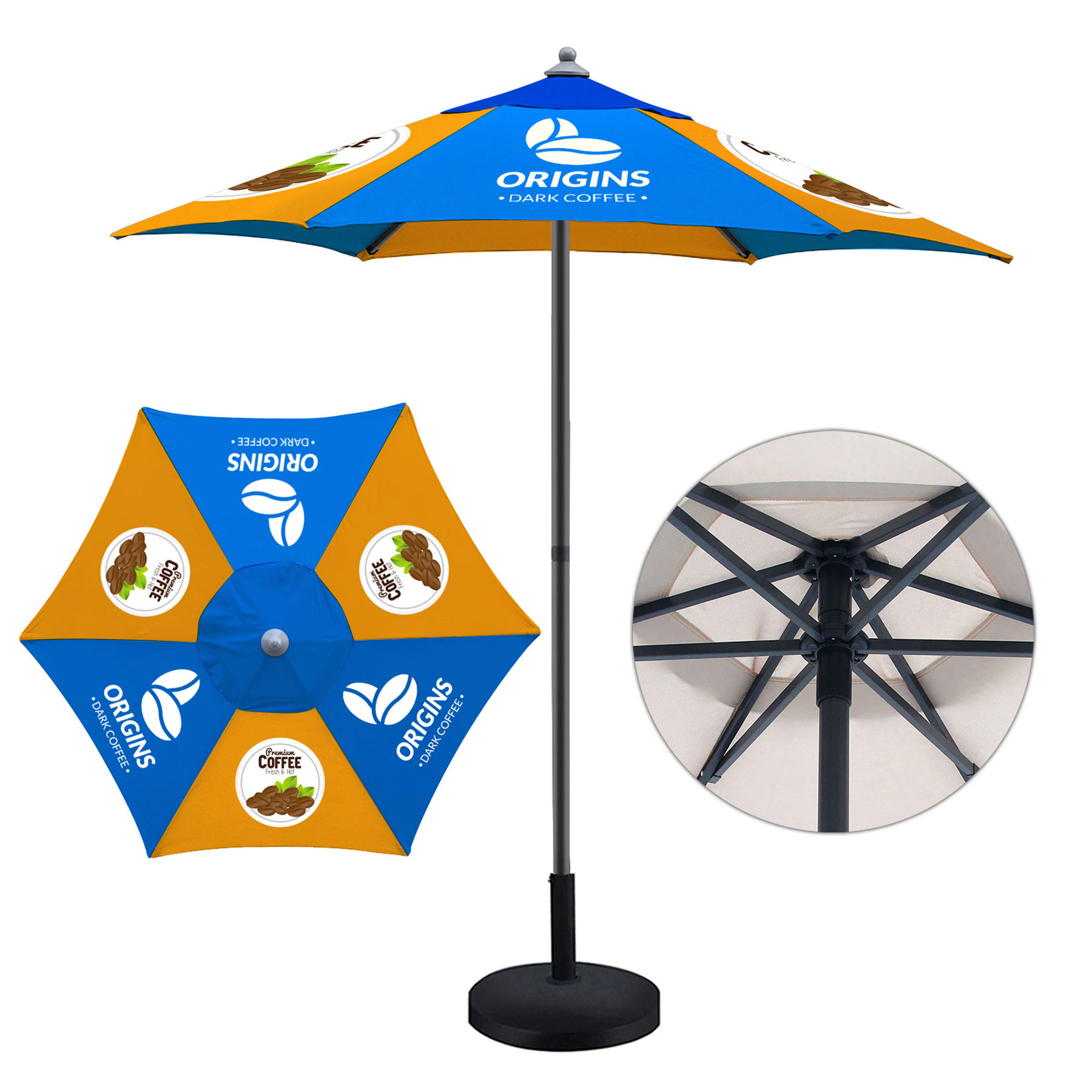 7' Full Color Steel Market Umbrella 6