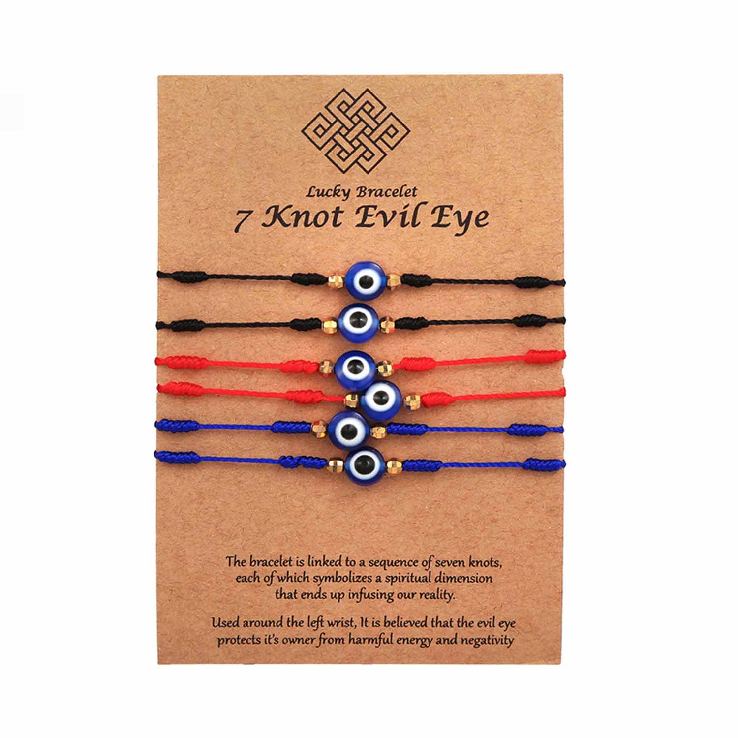 6 Pcs Evil Eye Lucky Adjustable Bracelets 6