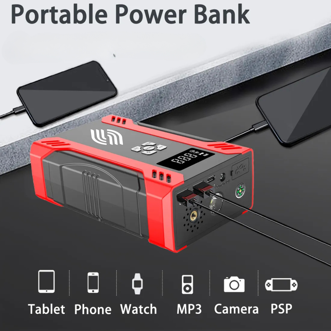 1500A Car Jumper & Inflator Combo with Accessories & Gift Box - 8000mAh 12