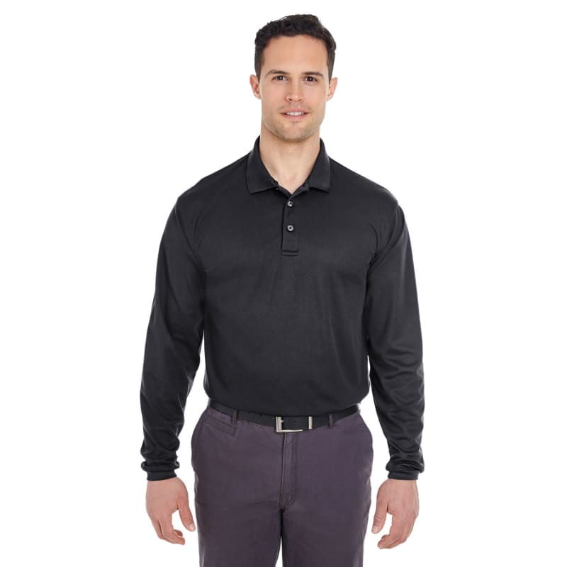 UltraClub Adult Cool & Dry Long-Sleeve Mesh Piqué Polo 8