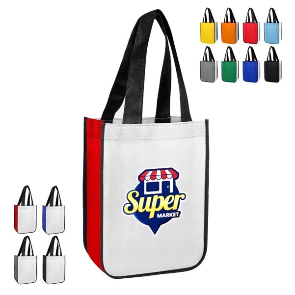 Non Woven Two Tone Tote Bag ( 9" X 11.75" X 4" ) 2