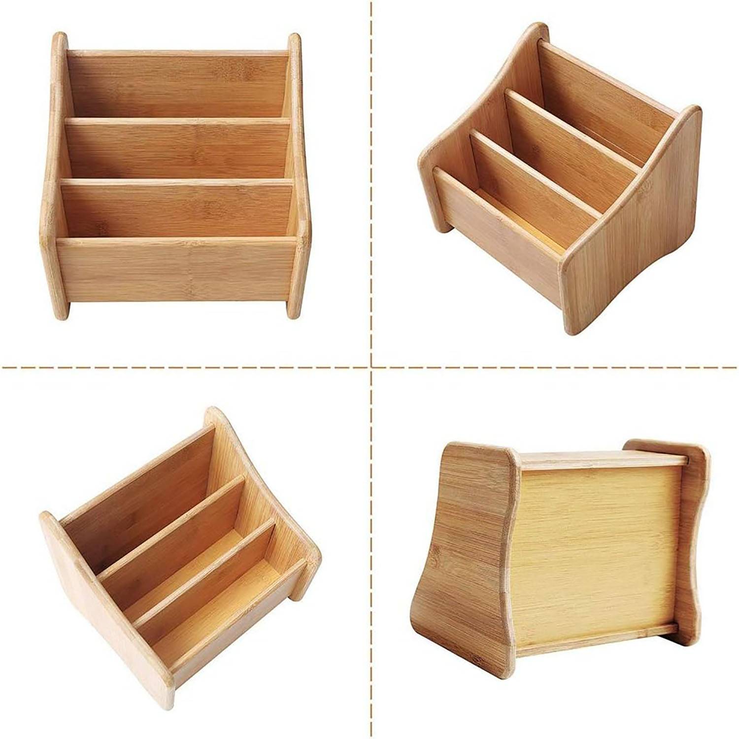 Wood Desk Organizer Bamboo Remote Control Holder 2