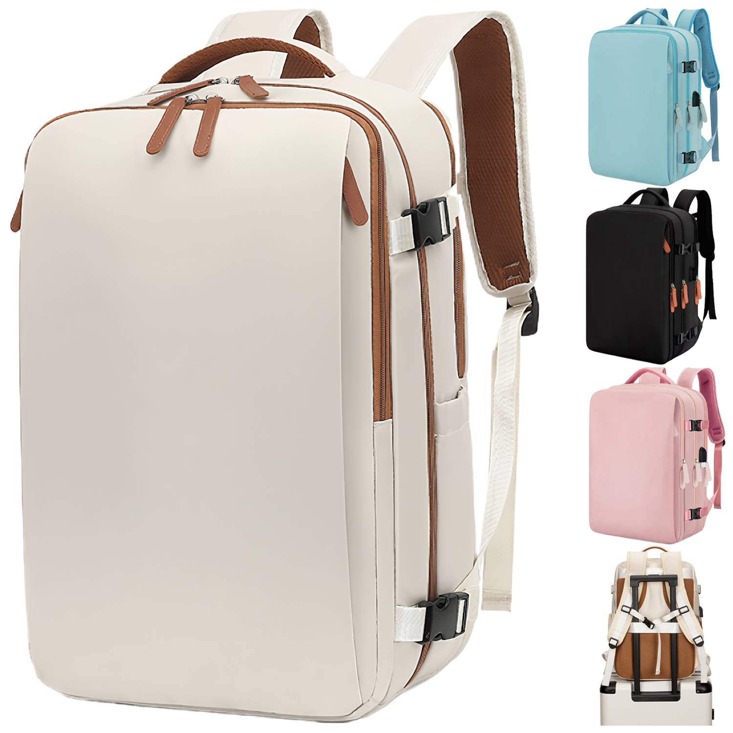 Expandable Large Oxford Travel Backpack w/ USB Port 14