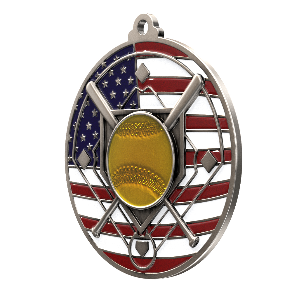 Softball Patriotic Medallion (2-3/4") 2