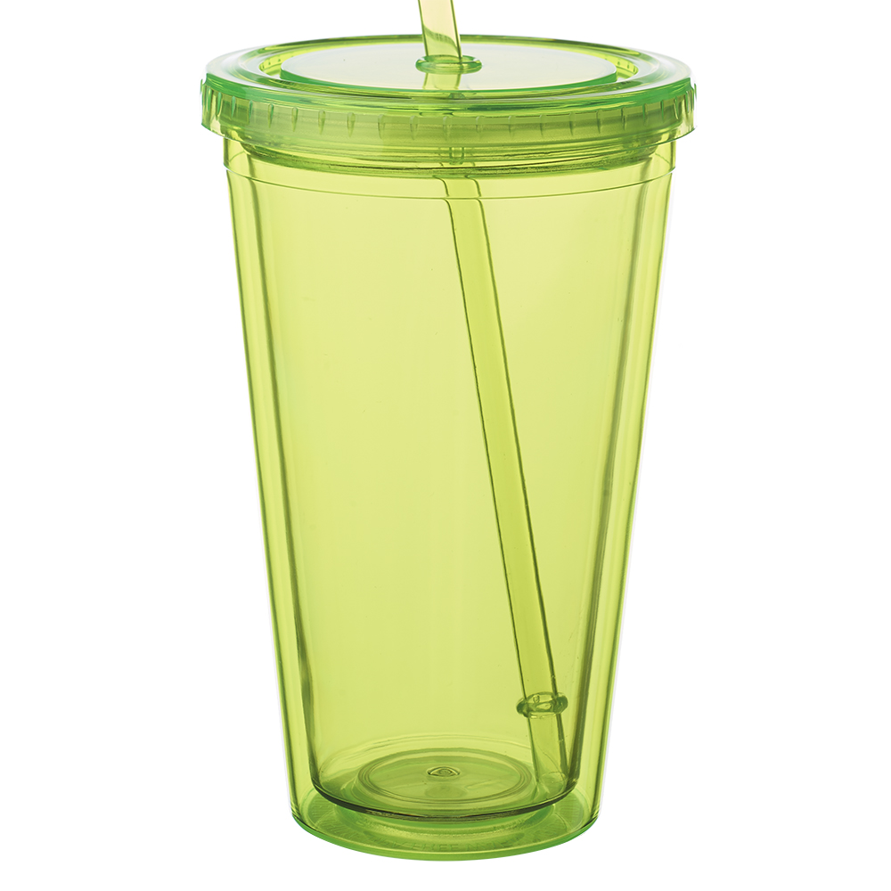 16 oz. Double Wall Acrylic Tumblers With Straws