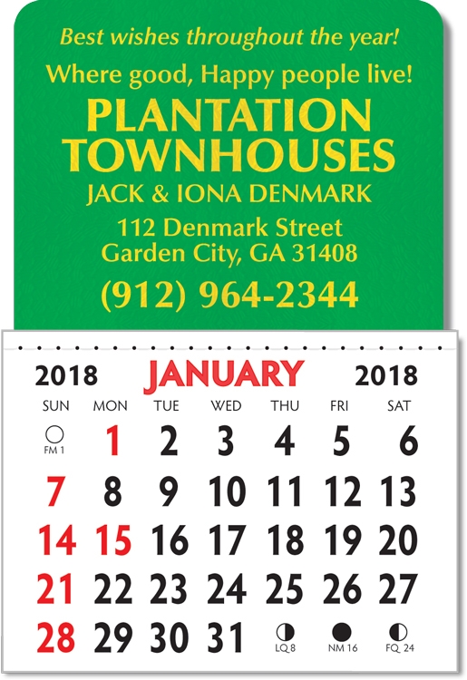 Designer Shaped Kwik-Stik 6 Mill Smooth Vinyl Calendar Standard Design 1