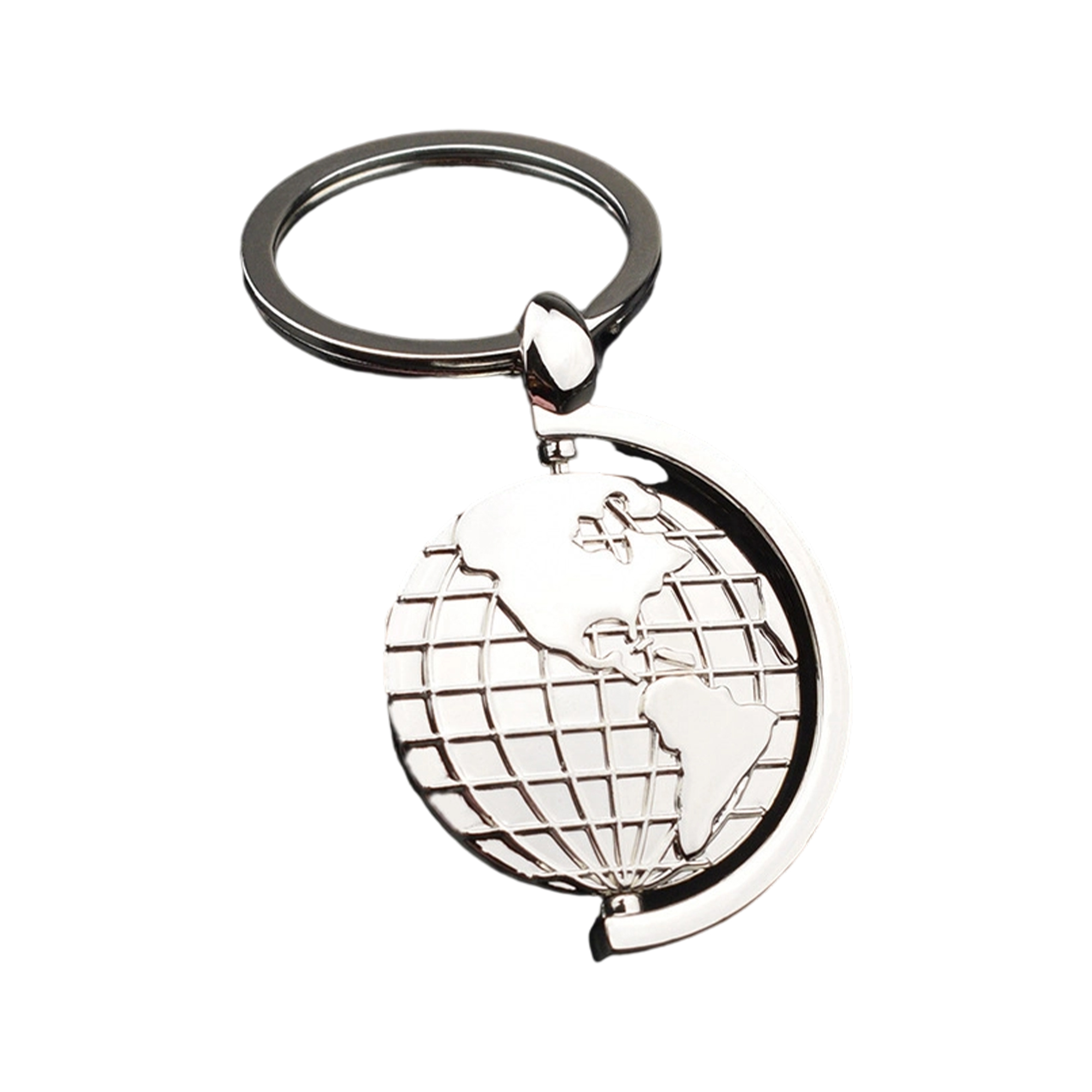 Zinc Alloy Globe Rotating Key Chain 1.9" Length x 1.4" Width 2