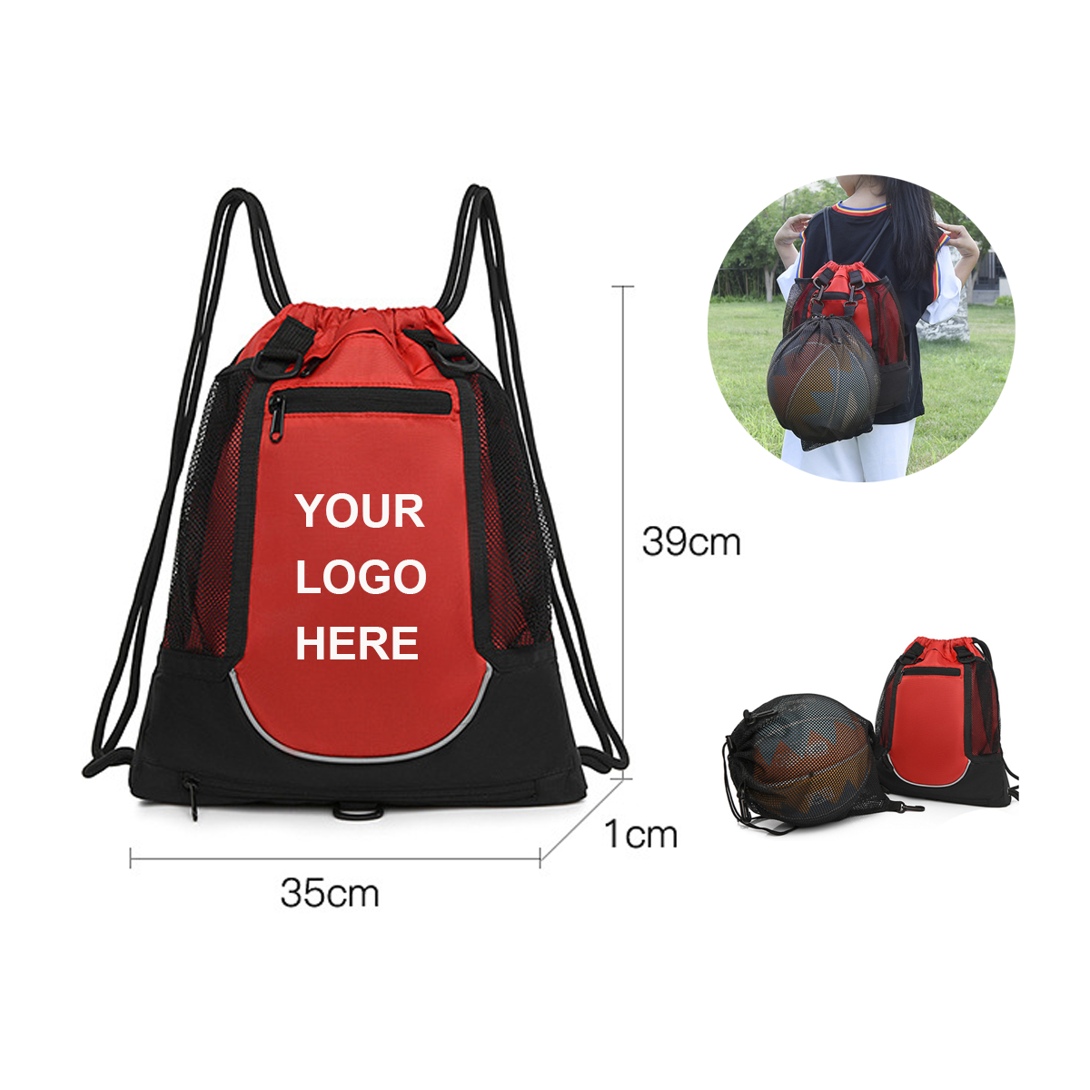 Basketball Drawstring Gym Backpack 4