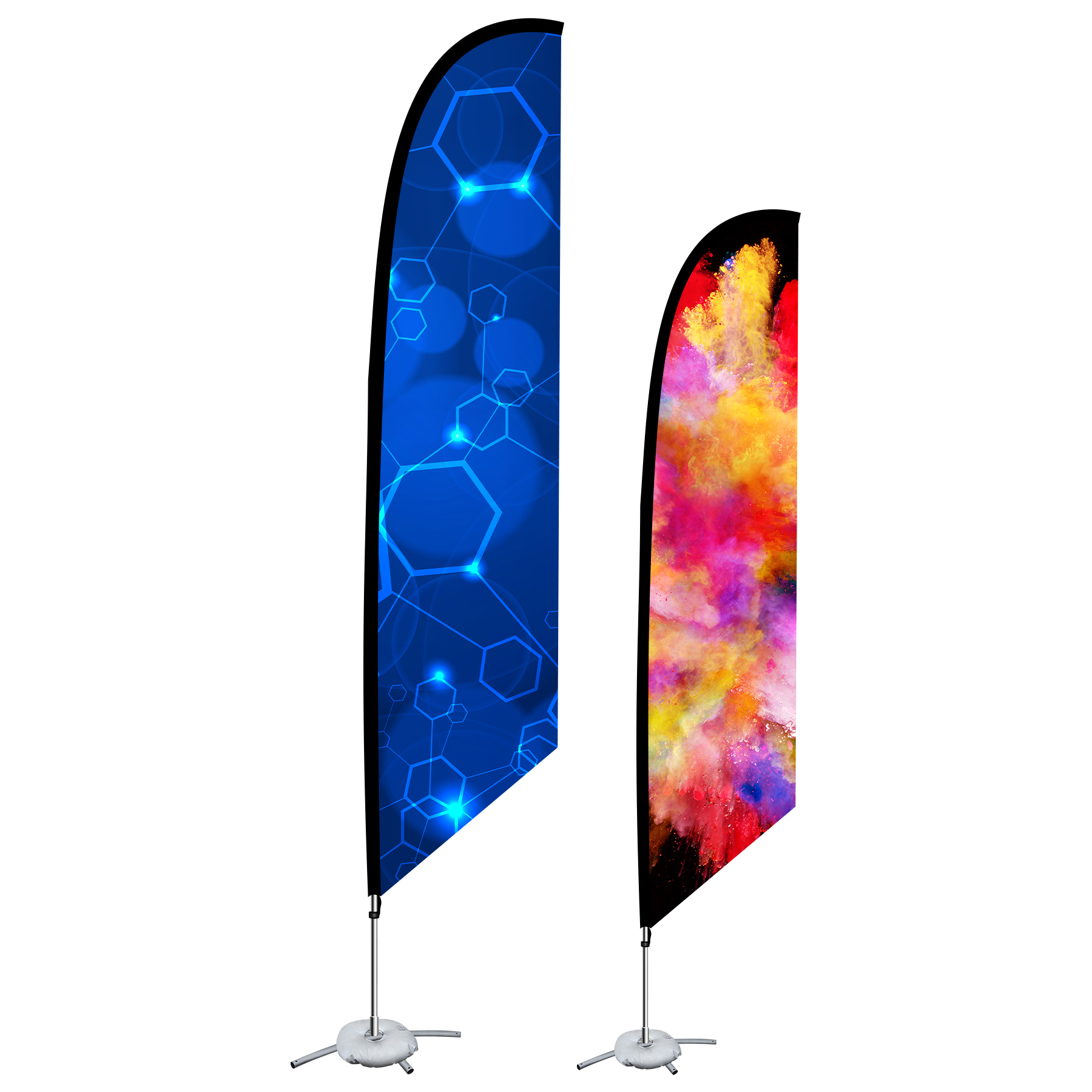9ft Double Sided Printed Feather Beach Flag Kit W/ Cross Base & Water Bag 1