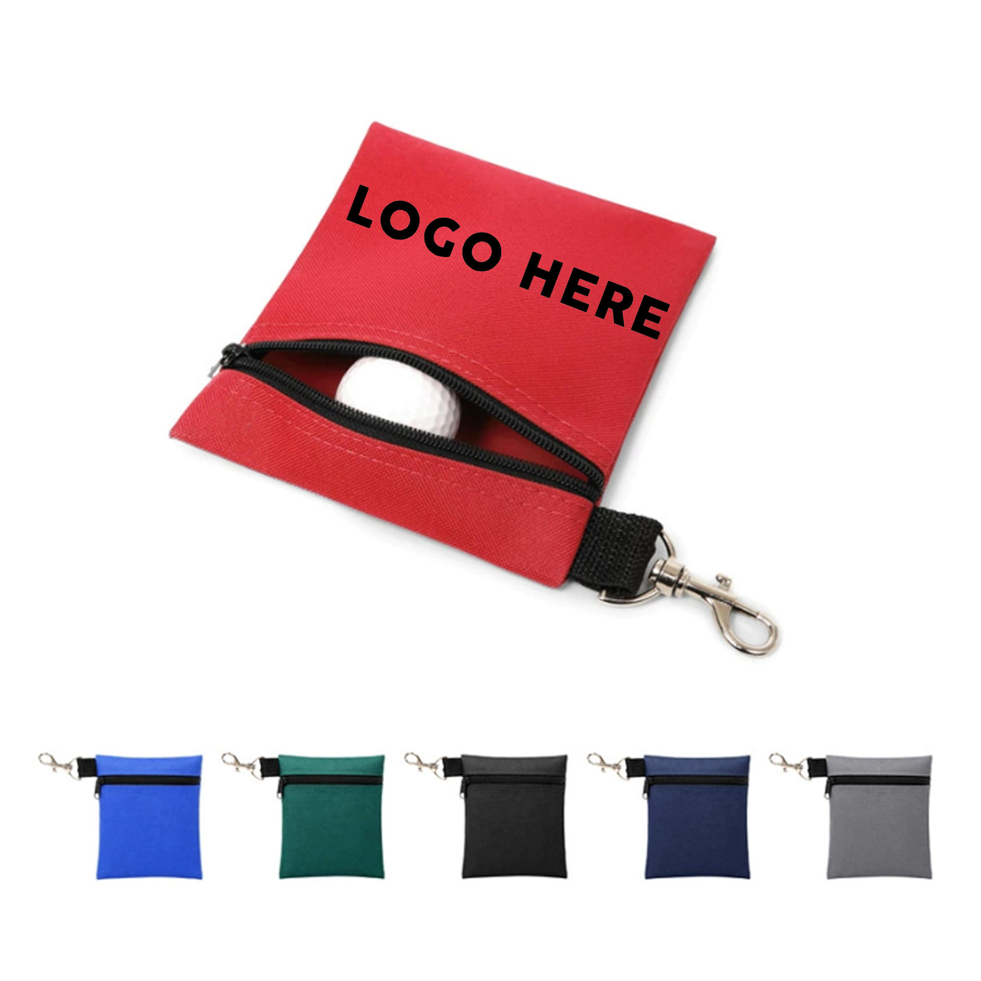 Golf Tee Pouch Zipper Golf Ball Bag with Clip 4