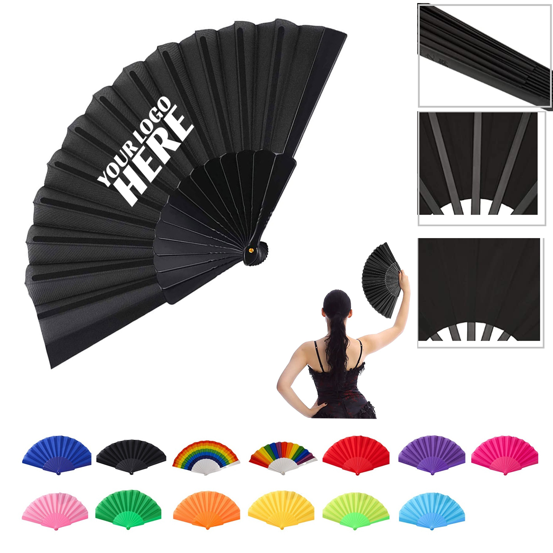 Nylon Cloth Folding Hand Fan 2