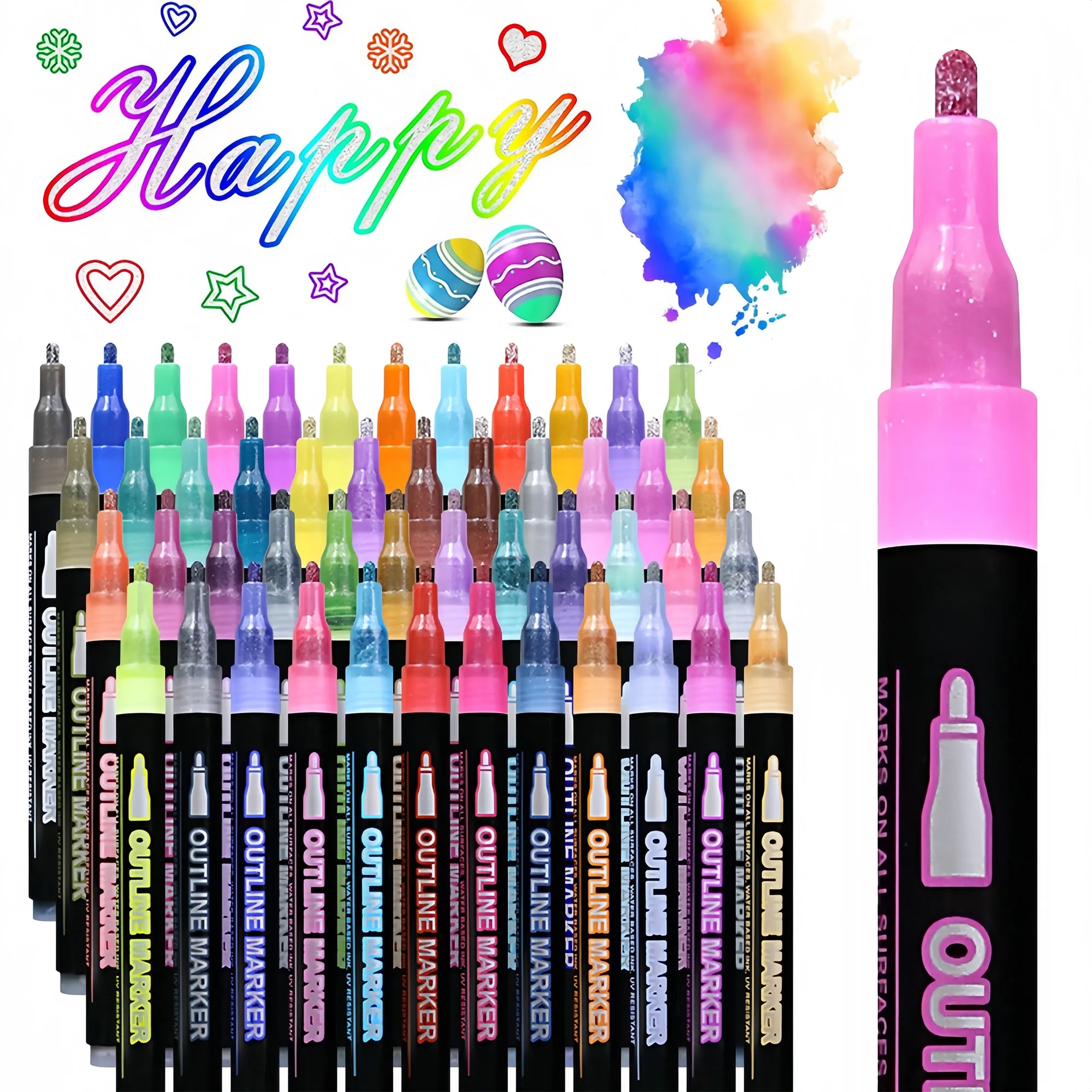 Vibrant Double Line Outline Marker Set For Drawing DIY 2