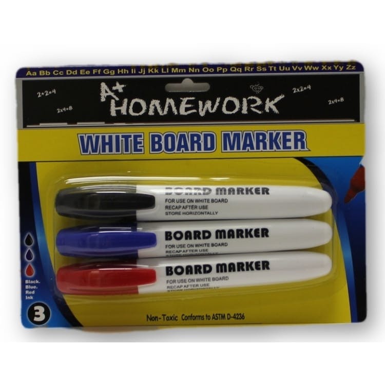 Dry Eraser Markers - 3 Pack Black/Red/Blue 2
