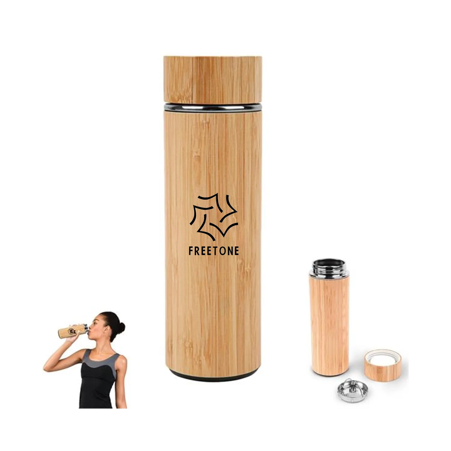 16 OZ Vacuum Sealed Eco Bamboo Bottle 1