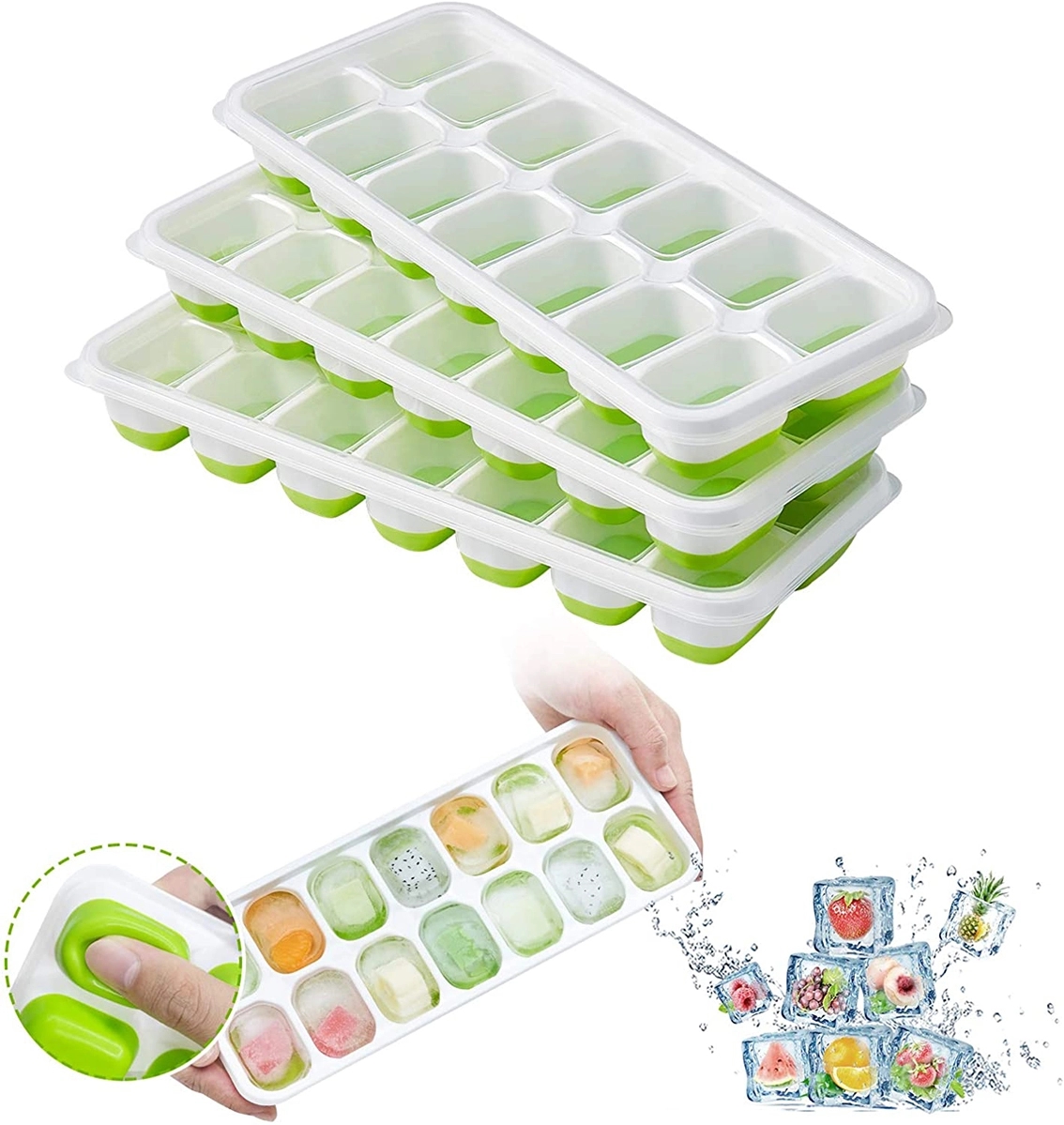 Silicone Ice Cube Trays with Lid 2