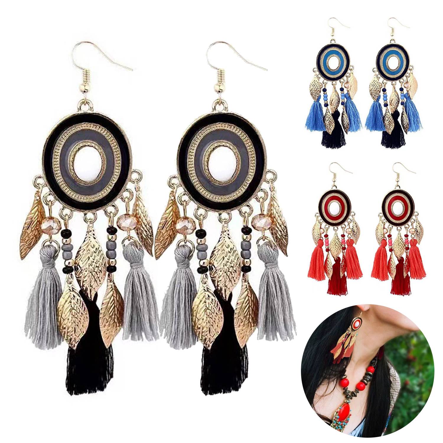 Alloy Bohemian tassel earrings 2