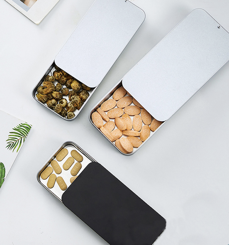 Mini Metal Tin Box Containers Metal Slide Top Tin Containers 8