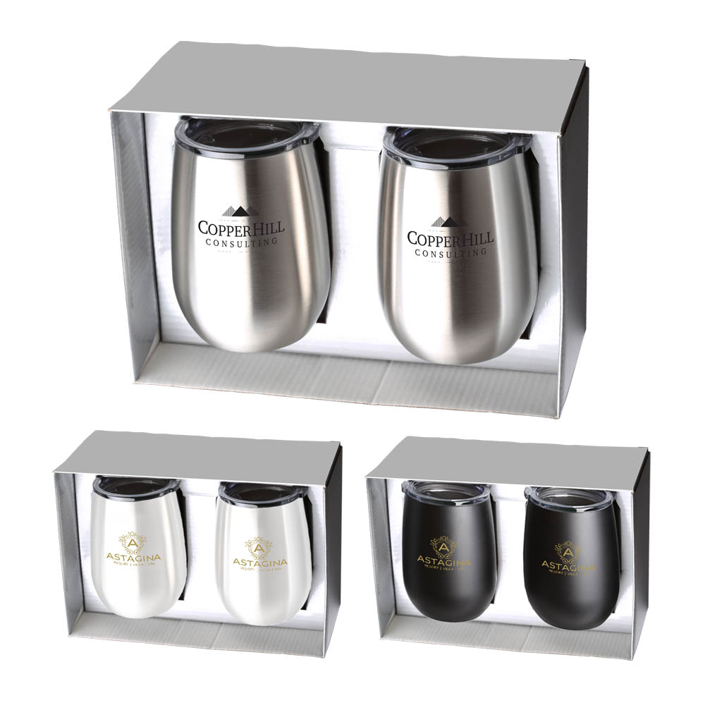 Stainless Steel Stemless Wine Tumbler Gift Set