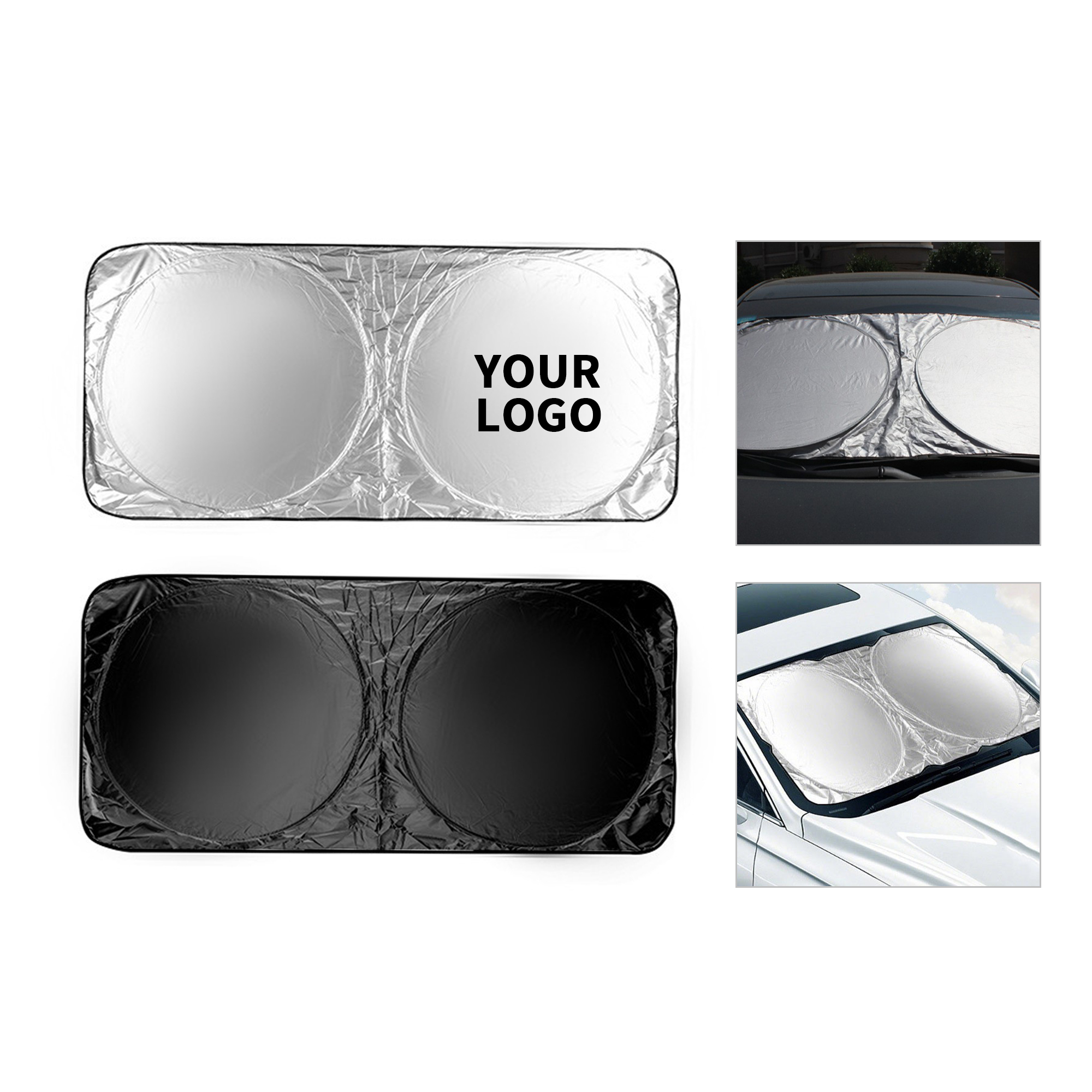 Collapsible Reflective Windshield Shade With Storage Pouch 3