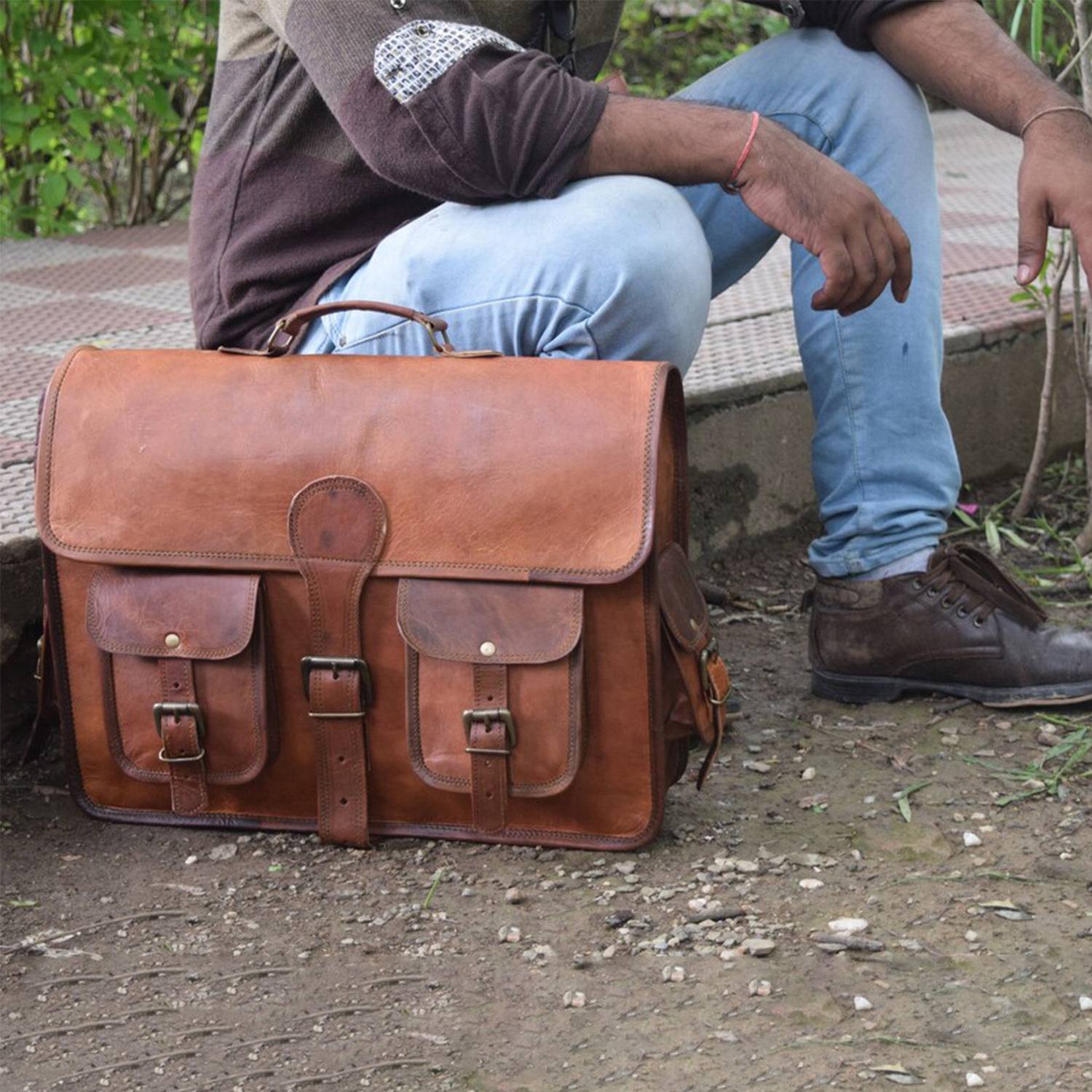 Genuine Leather Laptop bag best computer satchel Briefcase 6