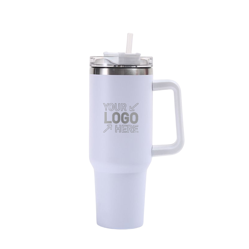 40 OZ Double Walls Stainless Steel Auto Tumbler With Straw And Handle 6