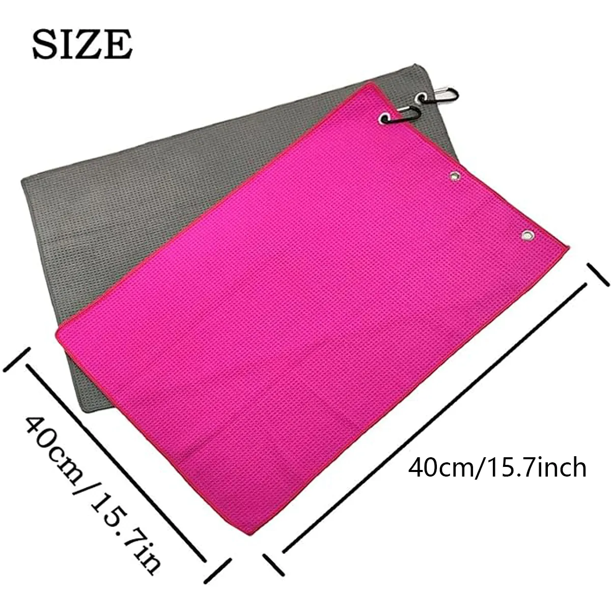 Microfiber Waffle Pattern Golf Towel With Carabiner Clip 7