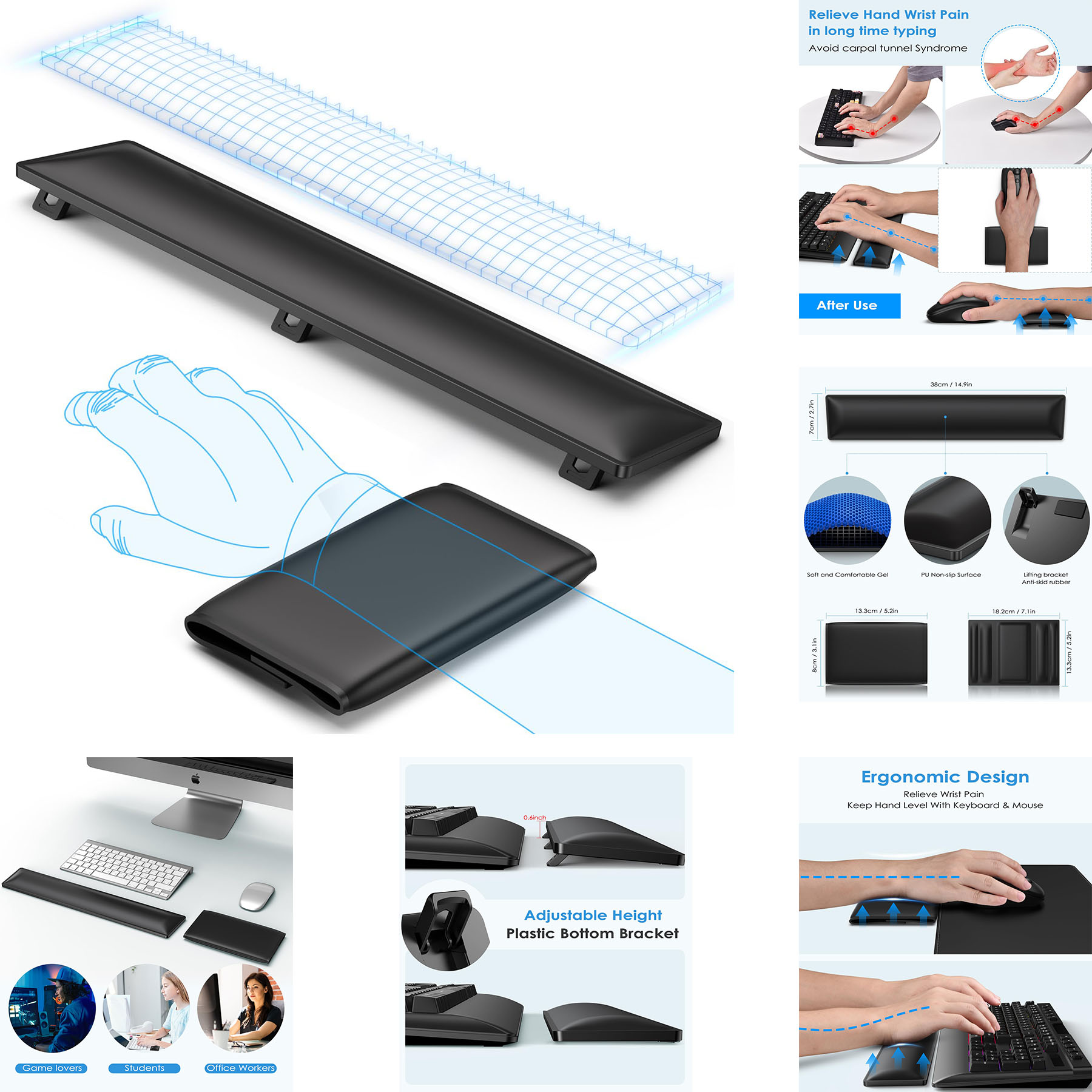 Keyboard Wrist Rest with Adjustable Bracket 2