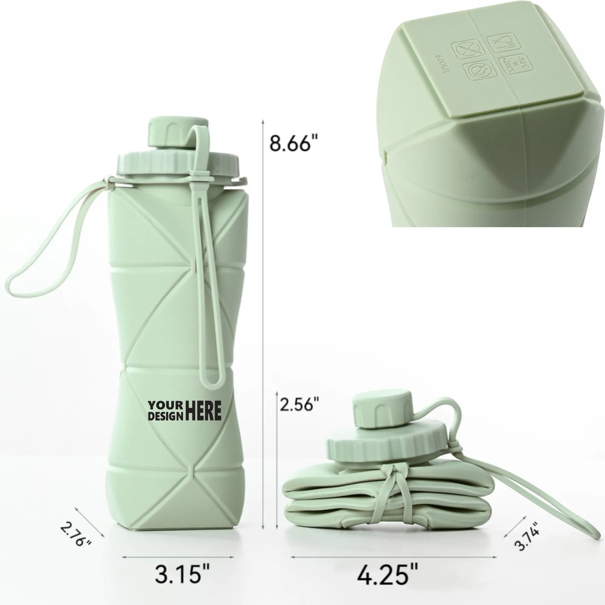 Silicone Collapsible Water Bottle: BPA-Free Handy 2