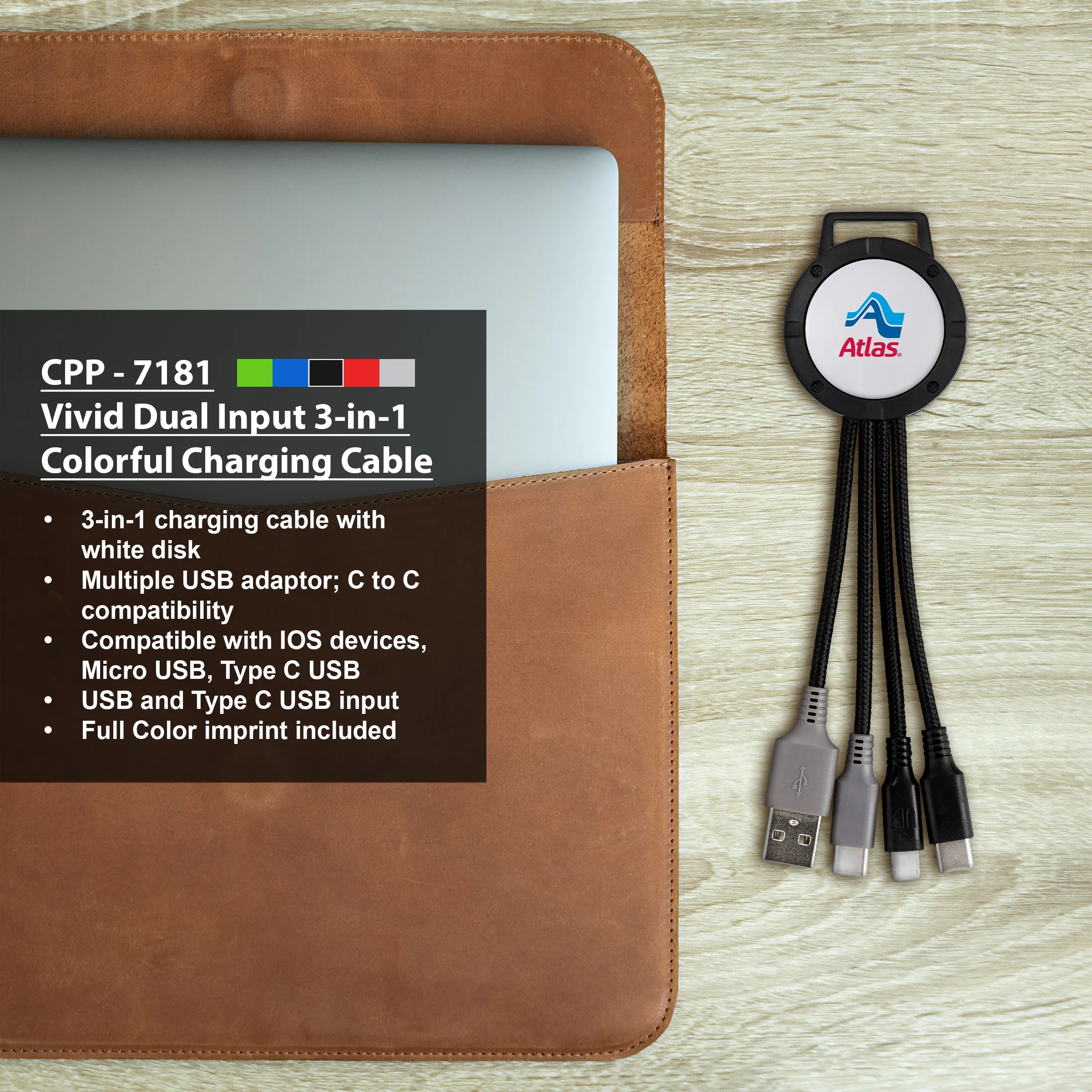 Vivid Dual Input 3-in-1 Colorful Charging Cable 5